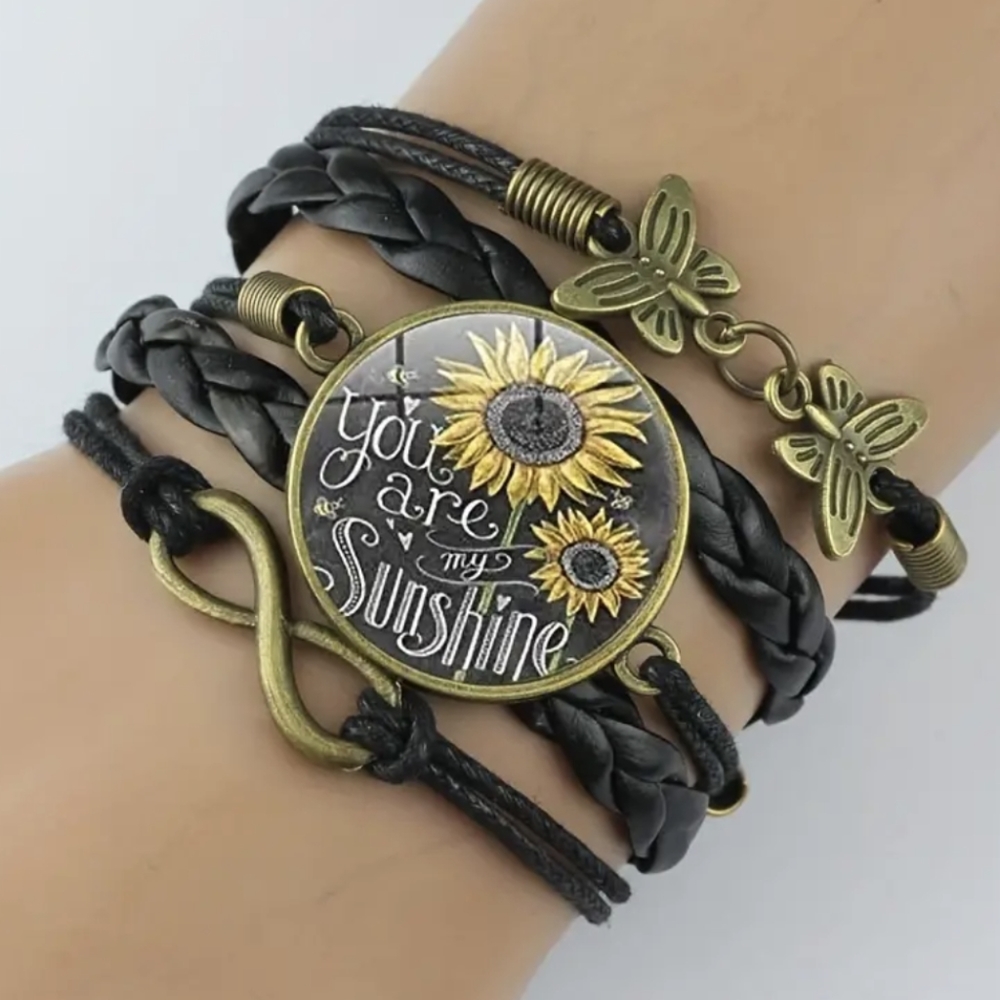 You Are My Sunshine🌻Vegan Leather 5 Band Bracelet